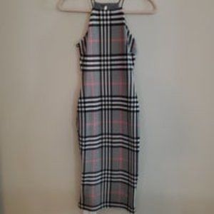 plaid midi dress